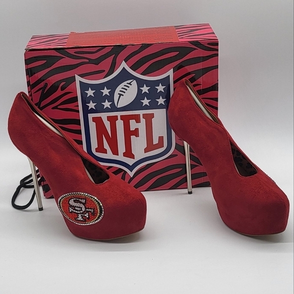 1507- San Francisco 49ers Cuce Shoes Women's Crusader High Heel Scarlet NWT - Picture 13 of 15